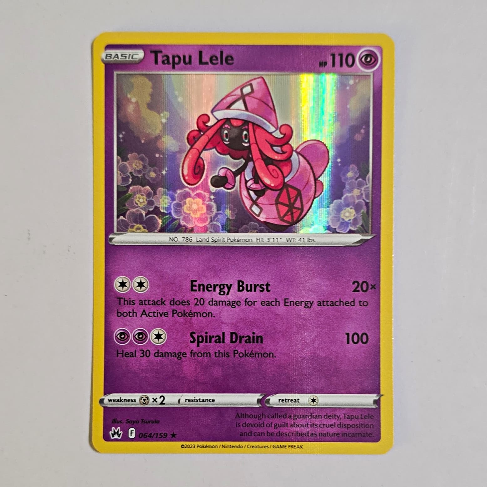 The Pokémon Company Pokémon TCG Tapu Lele 064/159 Crown Zenith Holo Rare 110HP