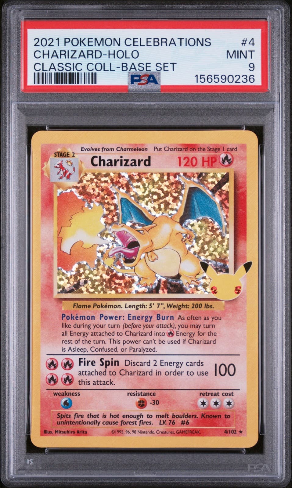 Charizard Holo 4 Celebrations Classic Collection Pokemon PSA 9