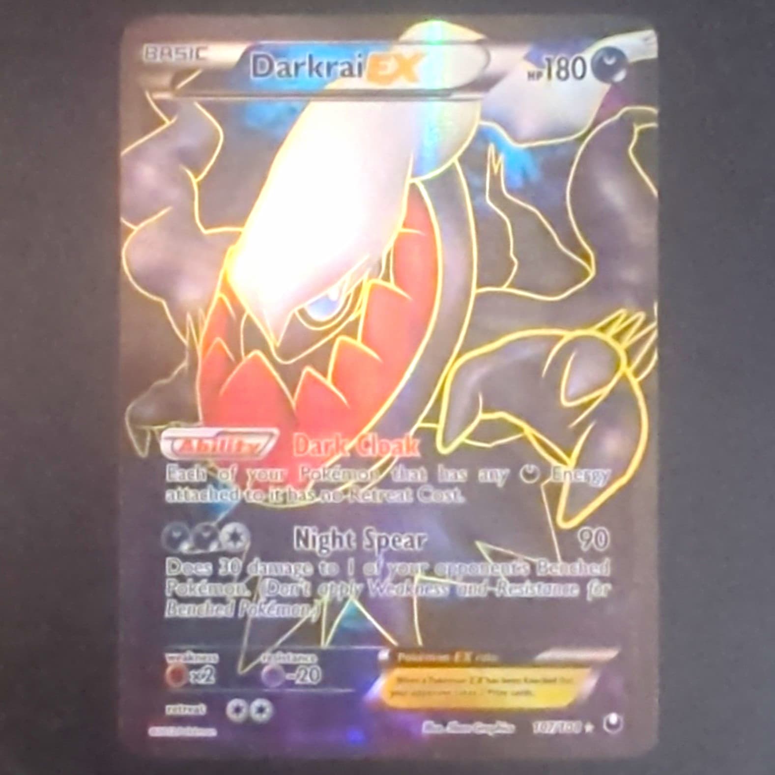 Darkrai EX 107/108 Dark Explorers FA Holo Ultra Rare Slight Crease On Right Side