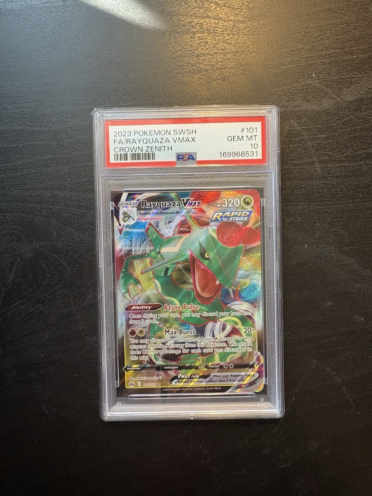 Pokemon TCG 2023 Crown Zenith Rayquaza VMAX 101/159 Holo PSA 10 EN
