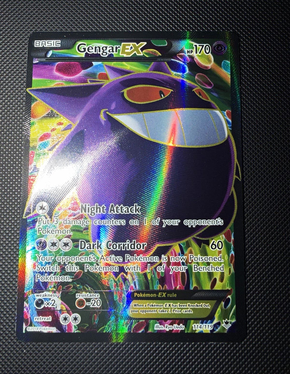 Pokémon TCG Gengar EX 114/119 XY Phantom Forces Full Art Holo Ultra Rare 170 HP