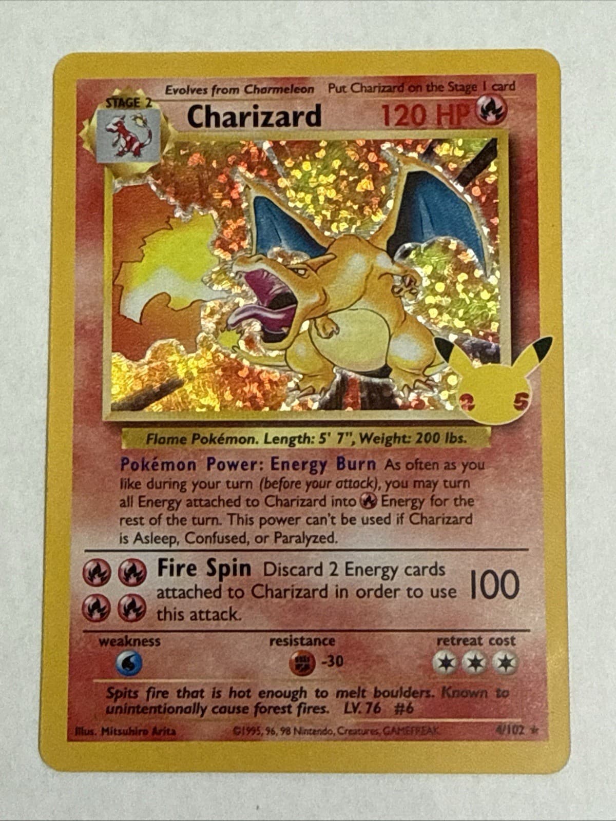 Pokemon TCG Charizard 4/102 Base Set Holo Rare HP 120 Stage 2 English NM