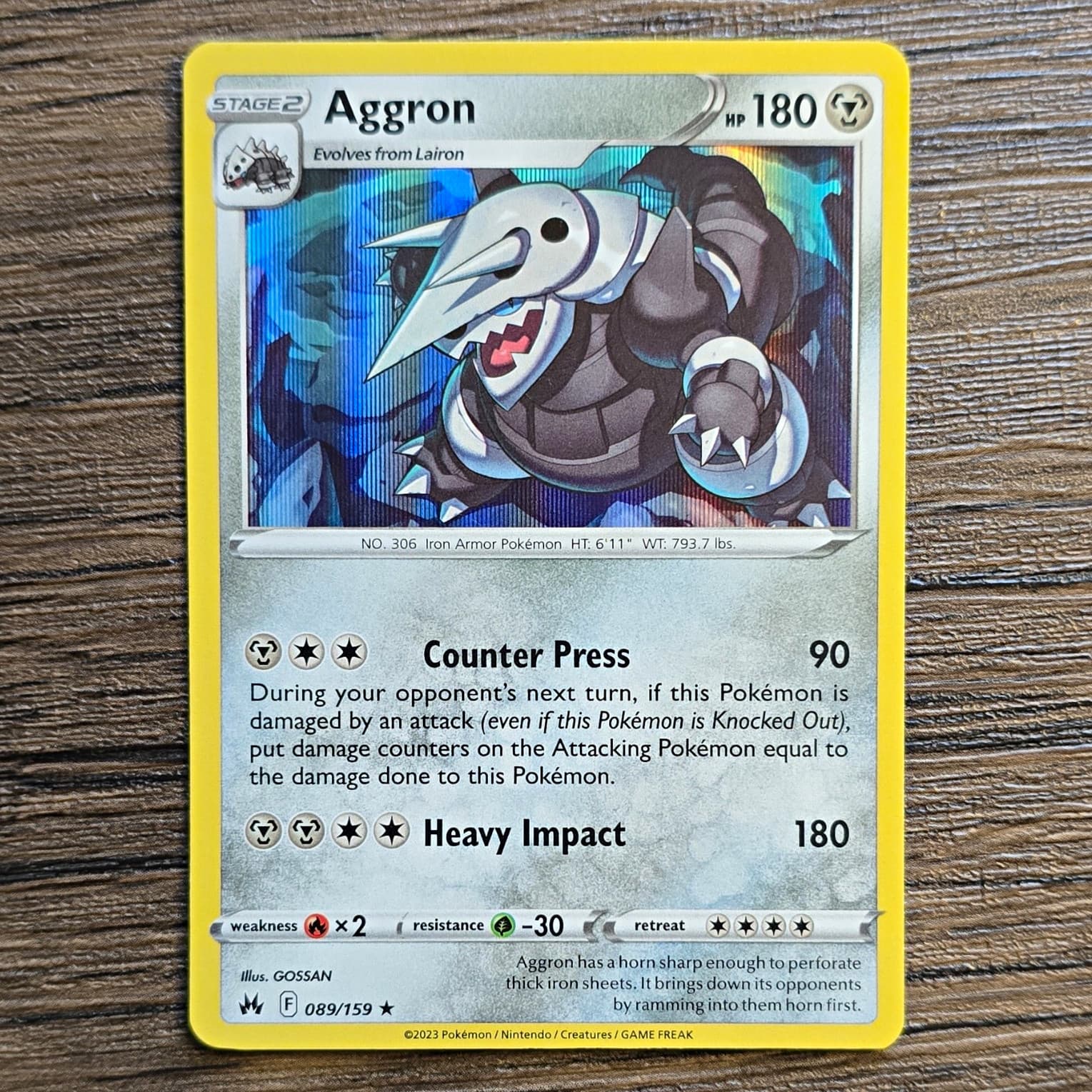 The Pokémon Company Pokémon TCG Aggron 089/159 Crown Zenith RH Holo Rare EN