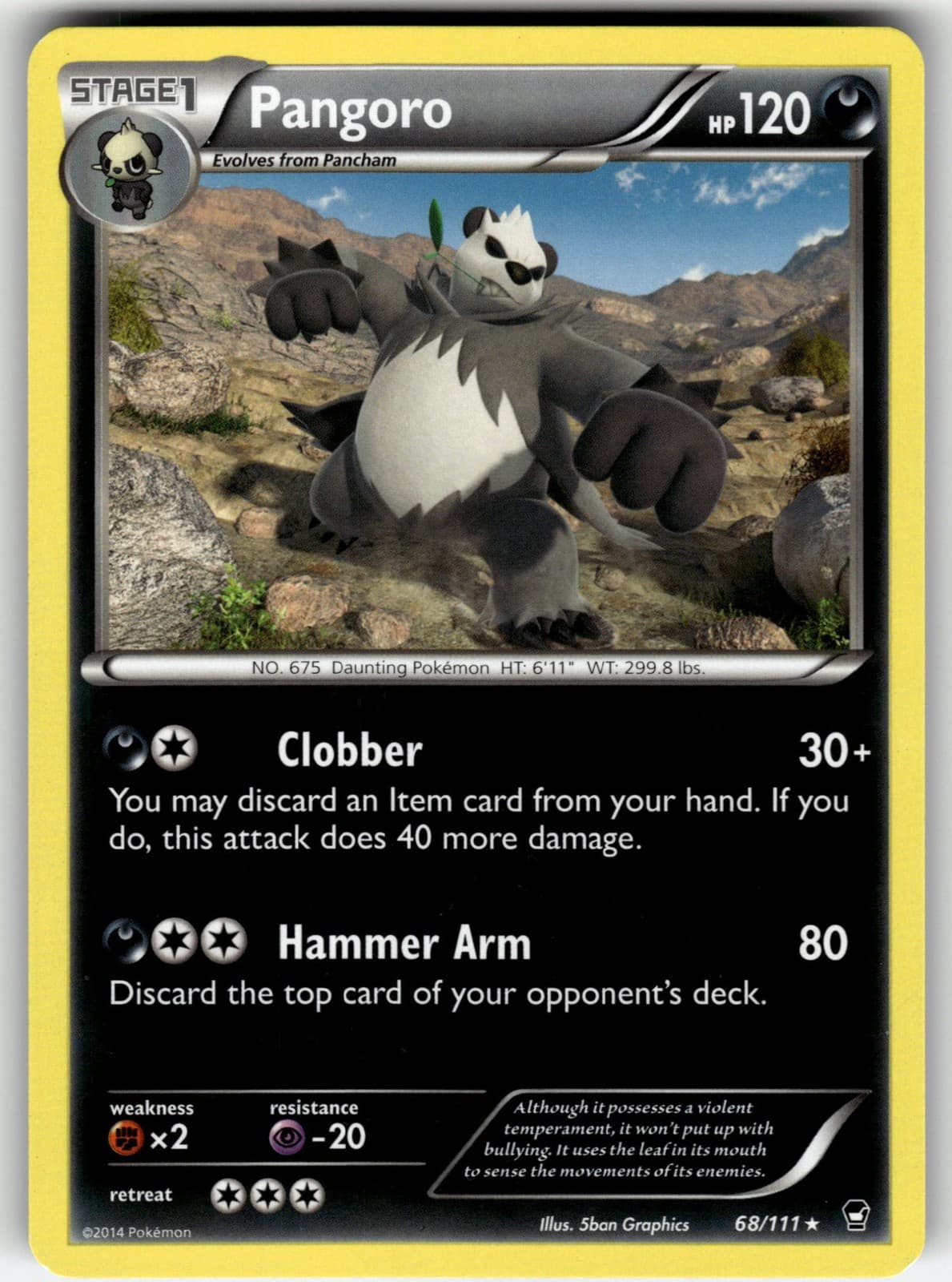 Pangoro 68/111 XY - Furious Fists Pokemon Rare EN Moderately Played
