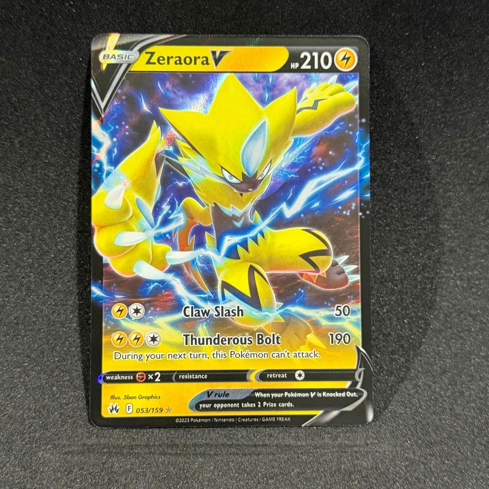 ZERAORA V 053/159 Holo V Rare Crown Zenith Pokemon NM/M NM/M