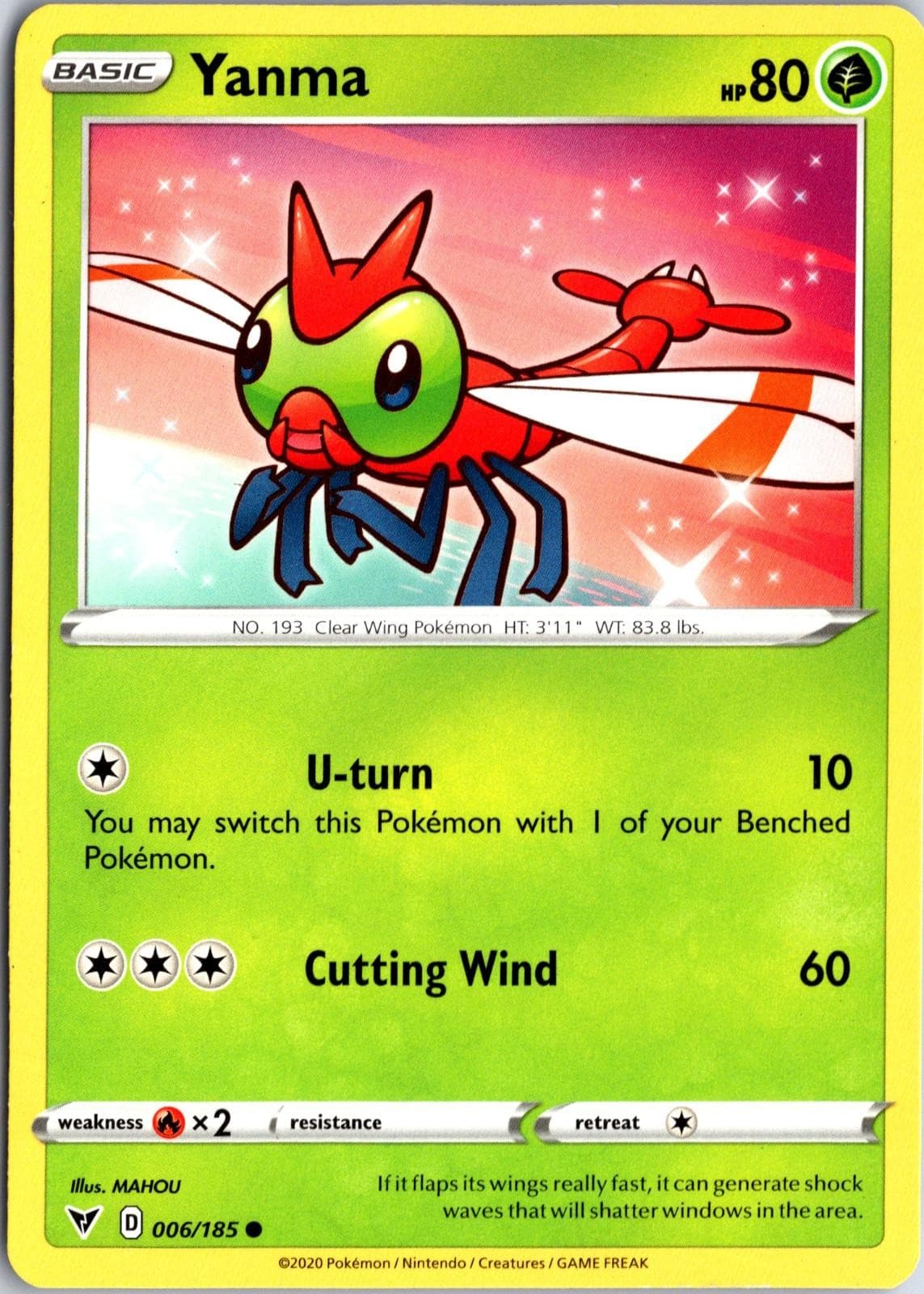 Yanma 006/185 Common Vivid Voltage Pokemon Moderately Played