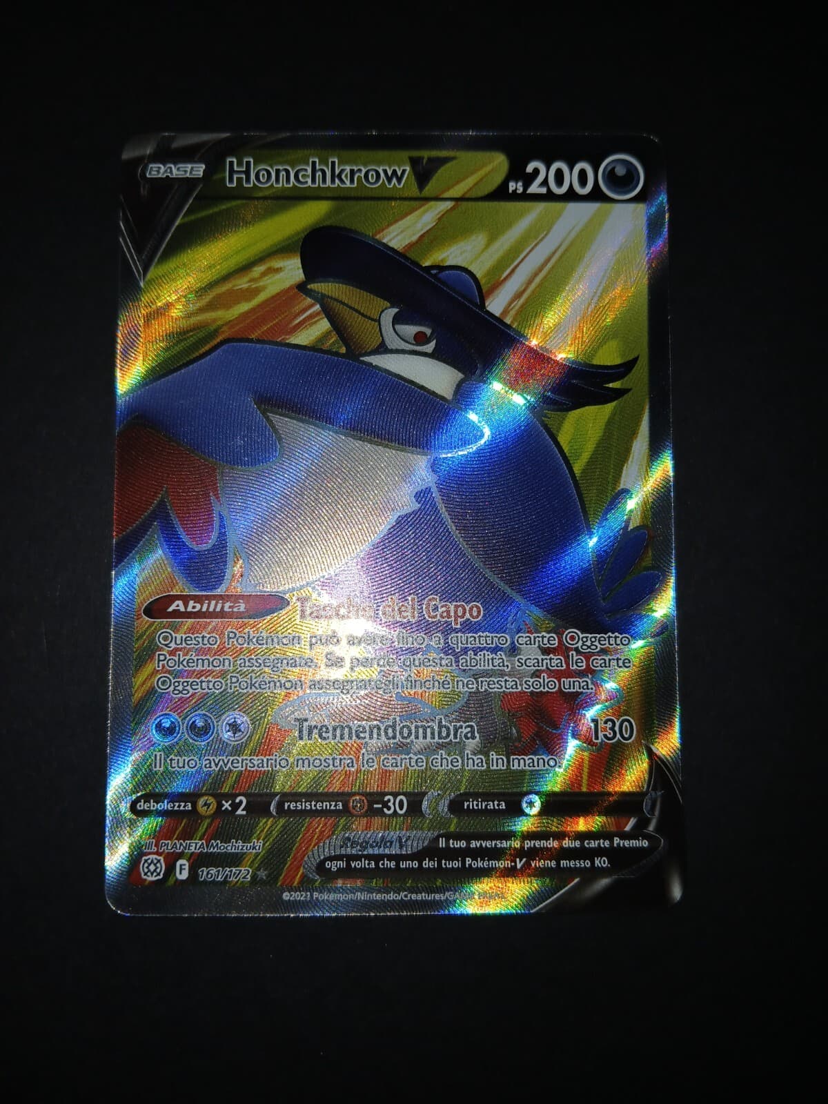 Carte Pokemon Honchkrow V 161/172 Ita Rara Holo Full Art Astri Lucenti BRS
