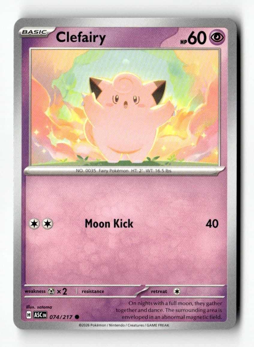 Clefairy 74/217 Ascended Heroes Common Regular 2026 Pokemon NM