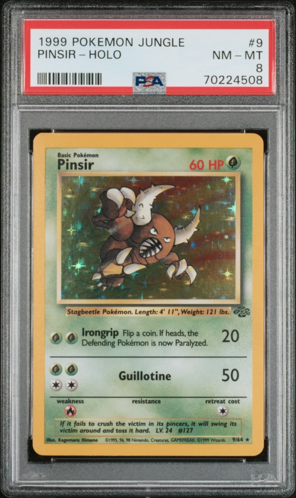PSA 8 Pokemon TCG 1999 Pokemon Jungle #9 Pinsir-Holo NM-MT
