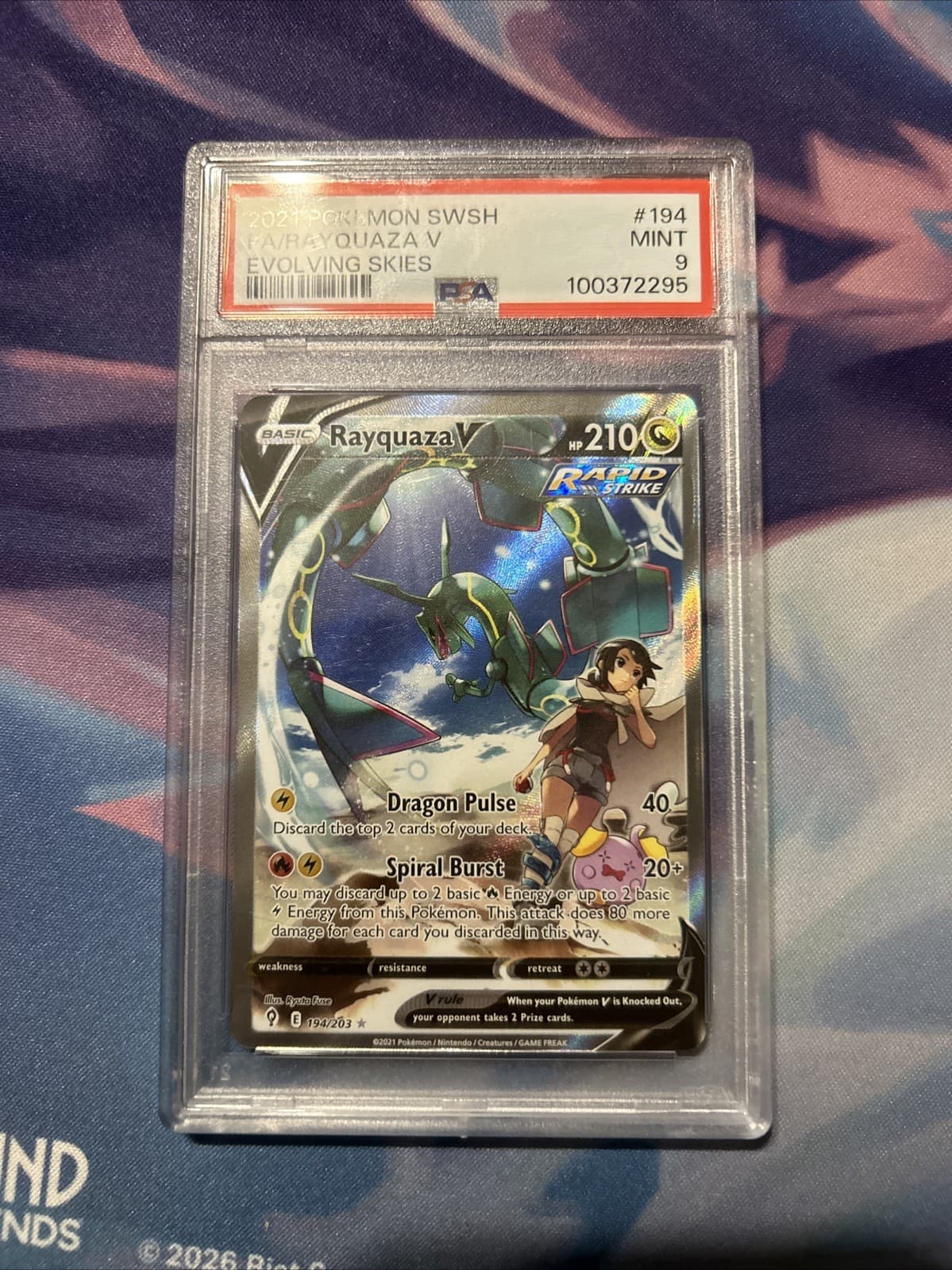 Rayquaza V (Alternate Full Art) 194/203 SWSH07: Evolving Skies Holo PSA 9