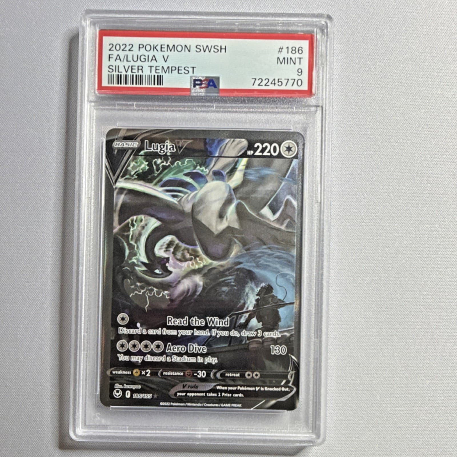 Pokémon Lugia V 186/195 SWSH Silver Tempest FA Holo PSA 9 2022 English