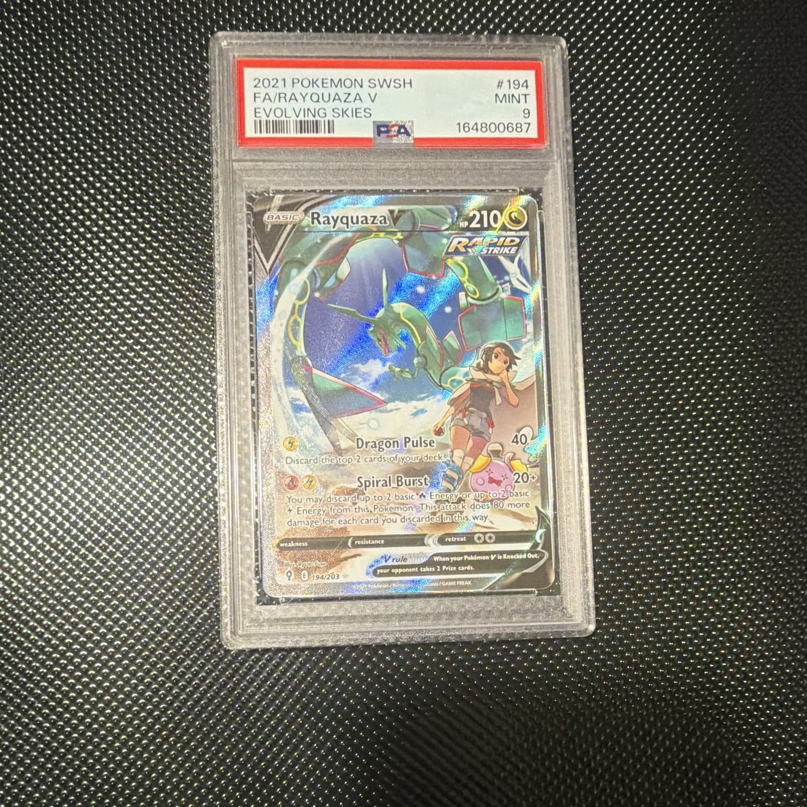 Pokemon Co. Evolving Skies Rayquaza V 194/203 Alt Full Art Holo PSA 9