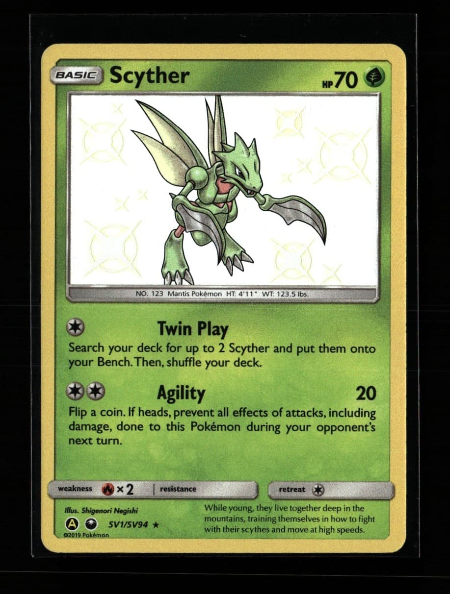 Scyther Shiny Holo Rare Hidden Fates Shiny Vault SV1/SV94 Grass Pokemon Card