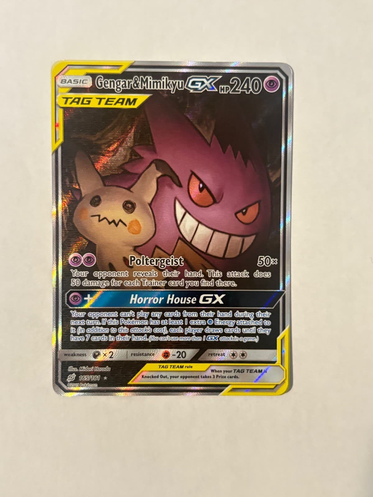 Gengar & Mimikyu GX 165/181 Ultra Rare Team Up Pokemon Holo Lightly Played