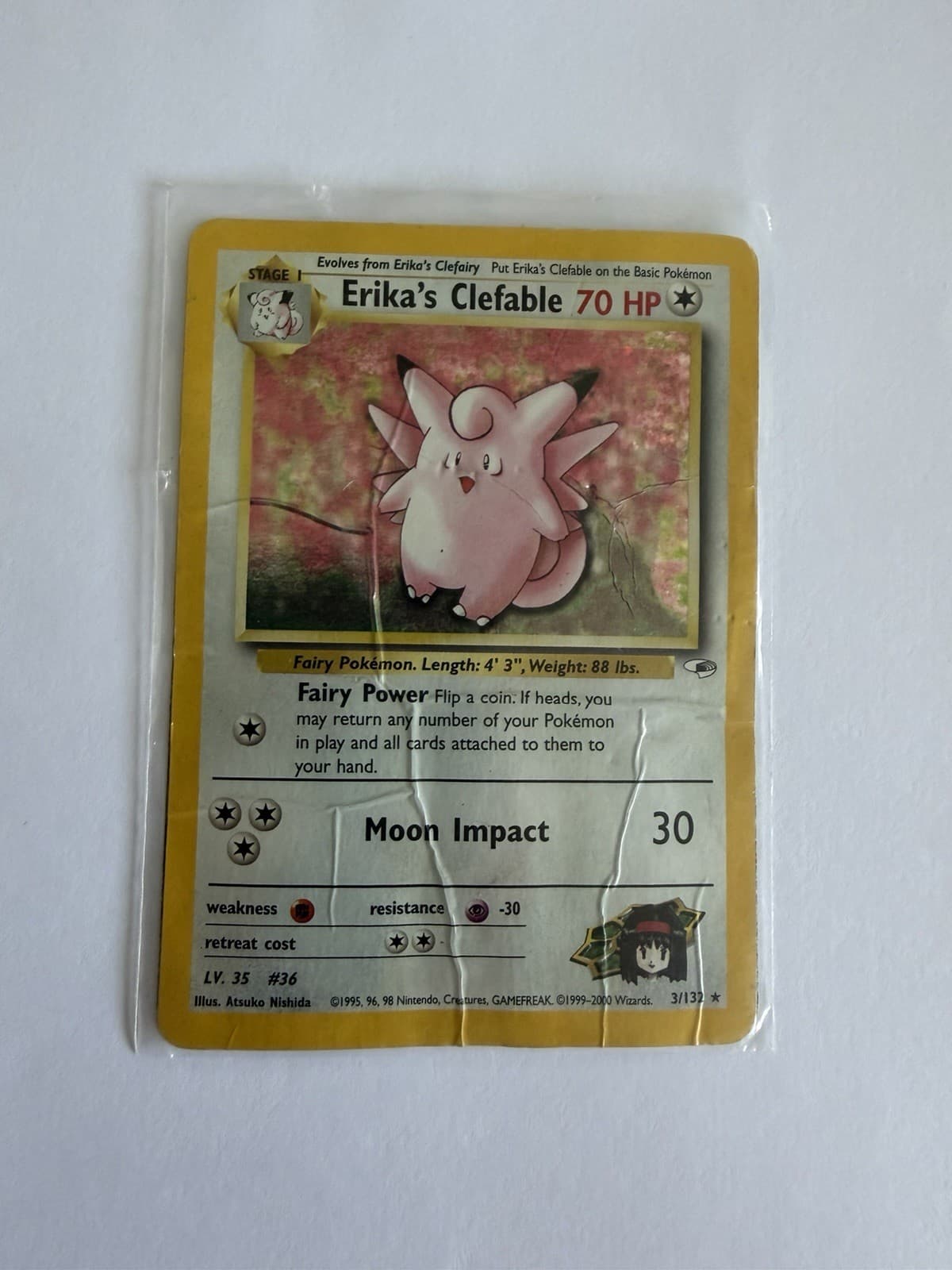 Pokémon TCG Erika's Clefable 3/132 Gym Heroes Holo