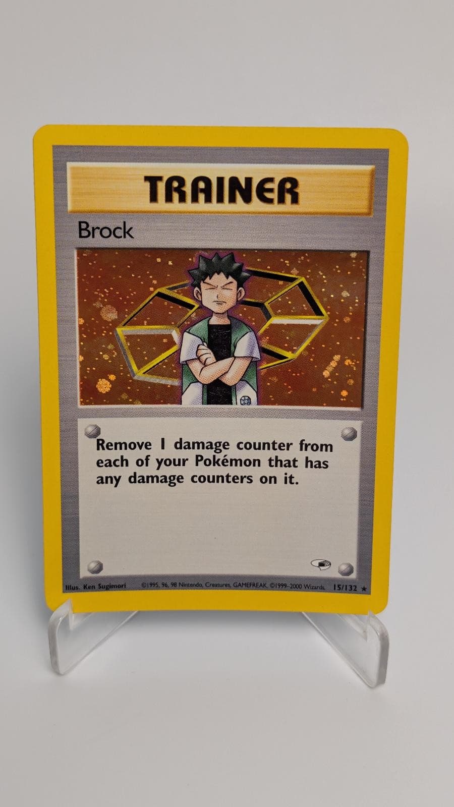 Brock 15/132 Rare Gym Heroes Pokemon Unlimited Holo Lightly Played