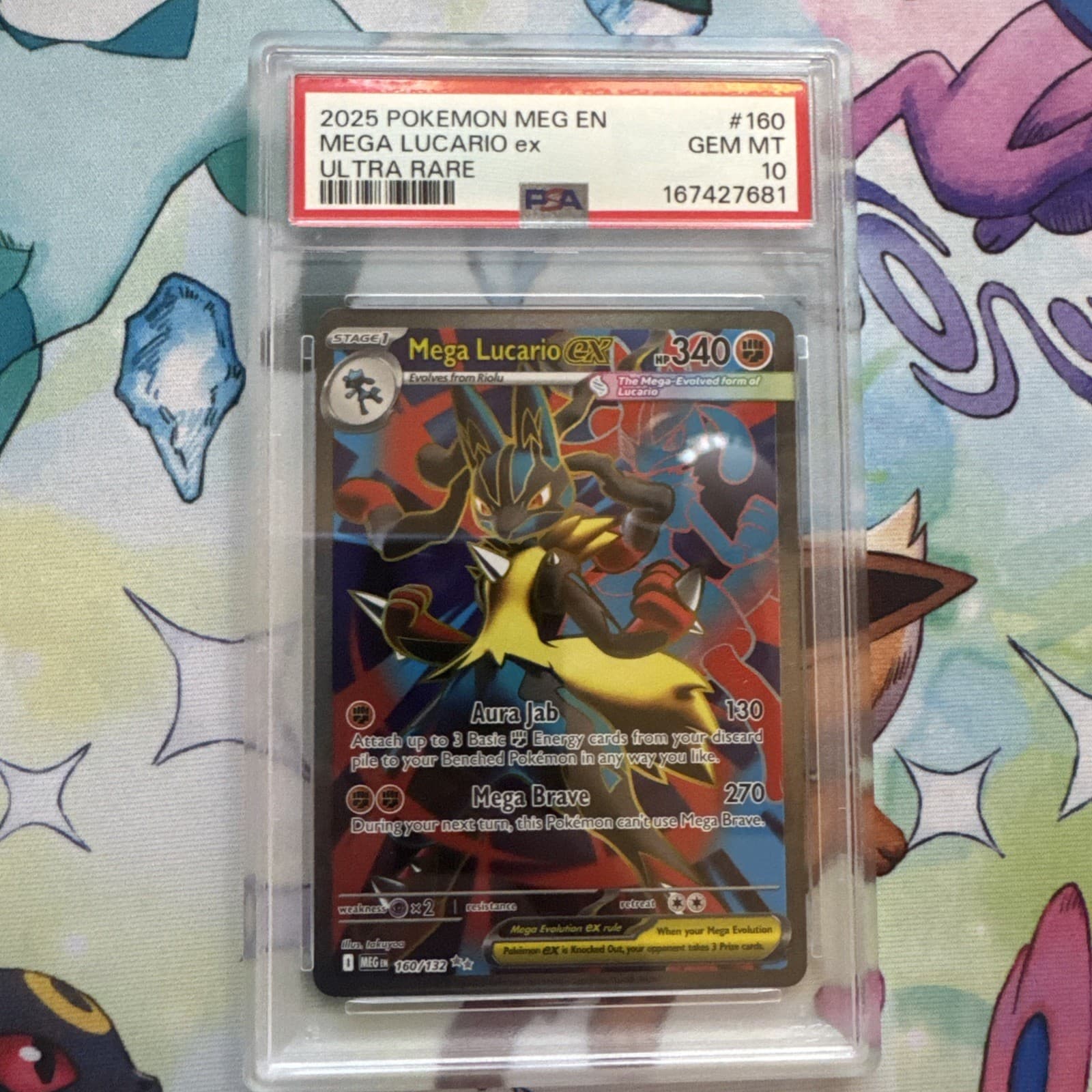 2025 POKEMON MEG EN-MEGA EVOLUTION ULTRA RARE #160 MEGA LUCARIO EX PSA 10