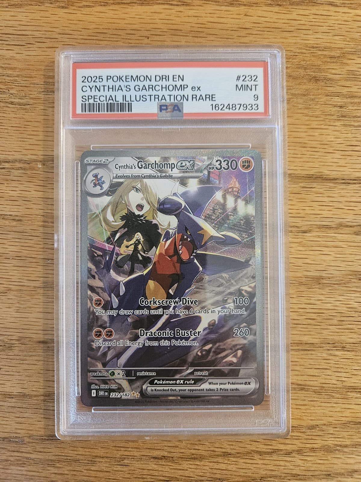 2025 Pokemon Destined Rivals Cynthia's Garchomp ex #232/182 PSA 9