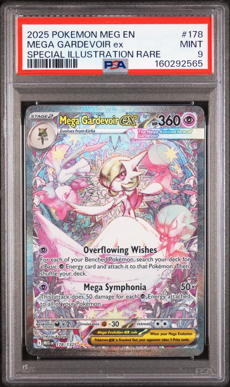 PSA 9 MINT Mega Gardevoir ex 178/132 ME01 Mega Evolution SIR Holo Pokemon Card