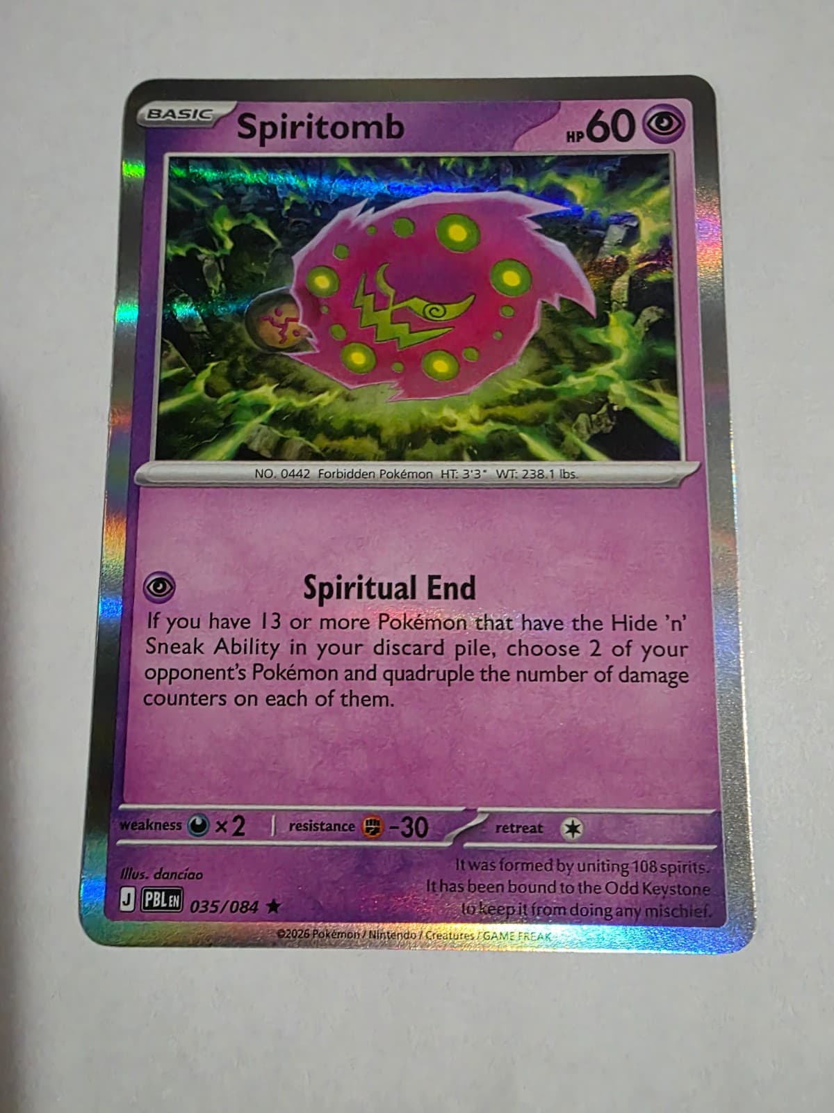 Pokemon Pitch Black Holo Spiritomb 35/84 Rare NM