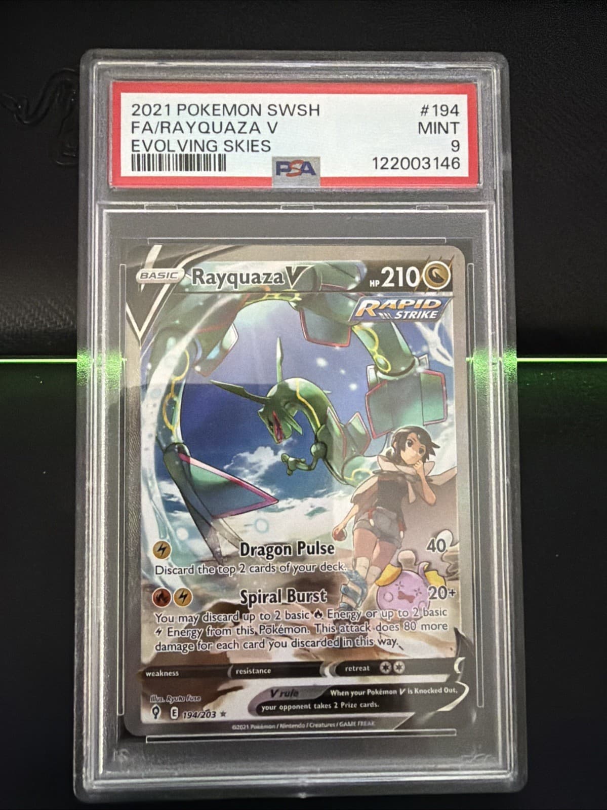 2021 Pokemon SWSH Evolving Skies Rayquaza V Alternate Full Art #194/203 PSA 9