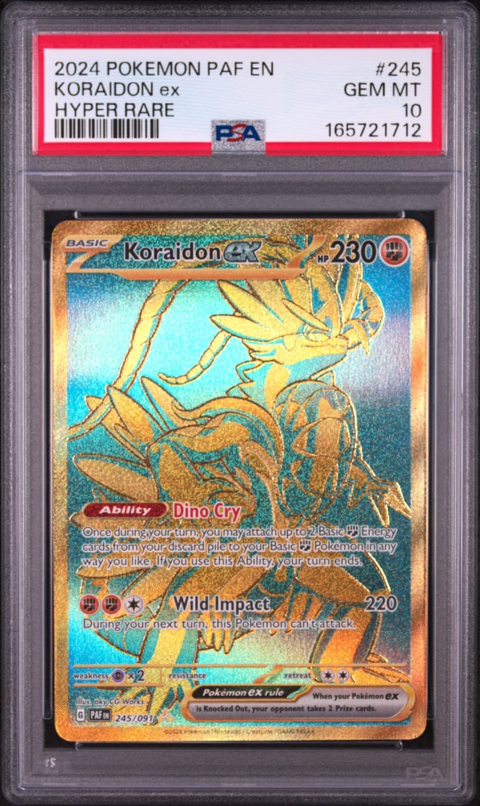 Koraidon ex #245/091 SV: Paldean Fates Hyper Rare GEM MINT PSA 10