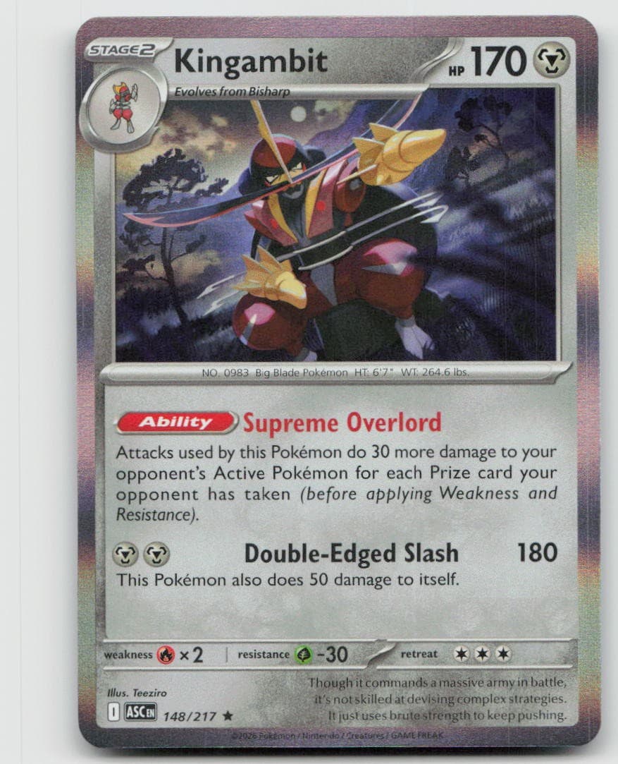 Kingambit 148/217 Rare Ascended Heroes Pokemon Holo Near Mint