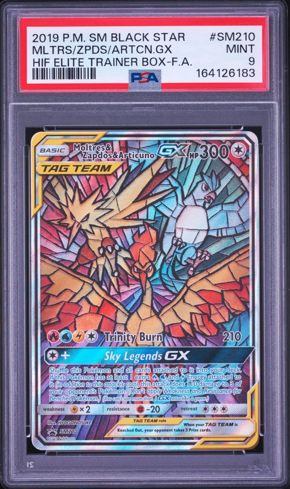 PSA 9 MINT Pokémon 2019 SM Black Star Promo Moltres & Zapdos & Articuno GX SM210