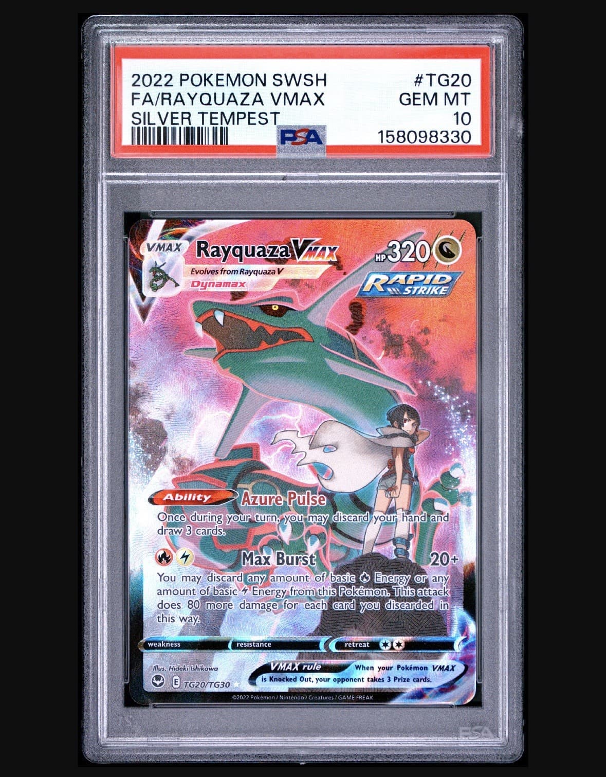 2022 Pokemon Rayquaza VMAX TG20/TG30 Silver Tempest TG Holo Full Art PSA 10