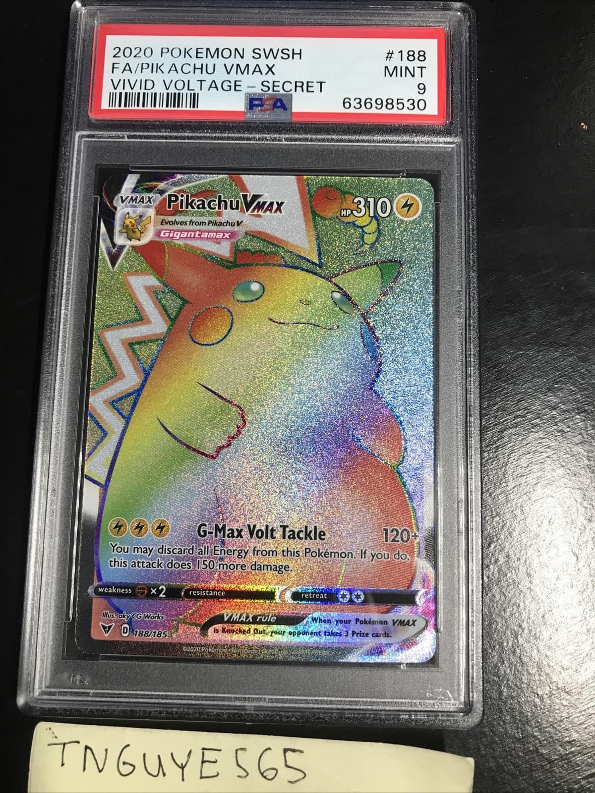 Pokemon Vivid Voltage Secret Rare Rainbow Pikachu VMAX 188/185 ENGLISH PSA 9