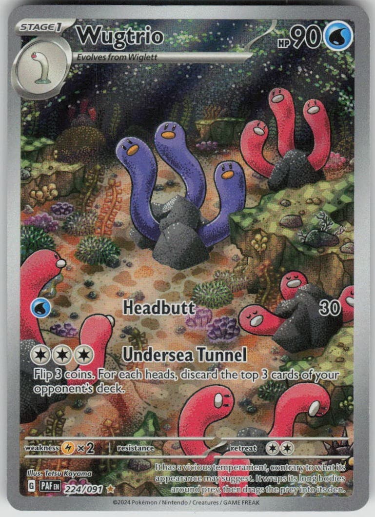 Pokemon Wugtrio 224/091 SV: Paldean Fates Holofoil Illustration Rare NM