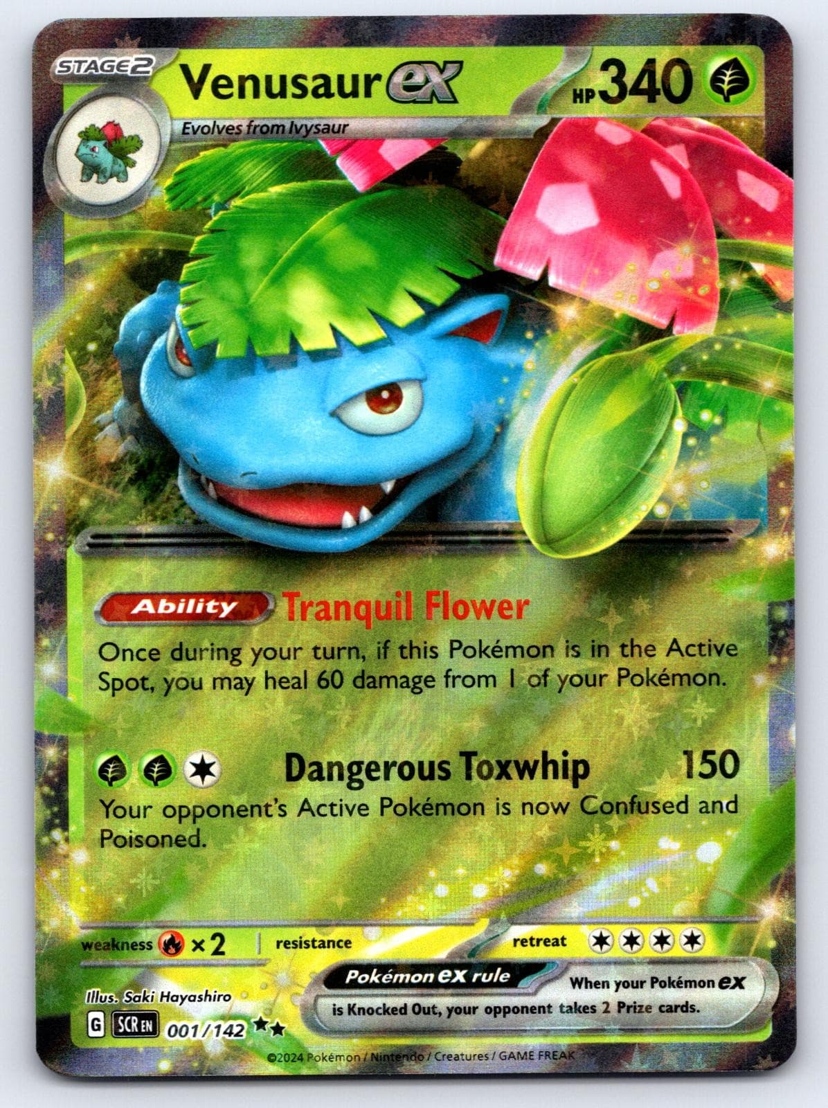 Venusaur ex 1/142 Double Rare Stellar Crown Pokemon Holo Near Mint