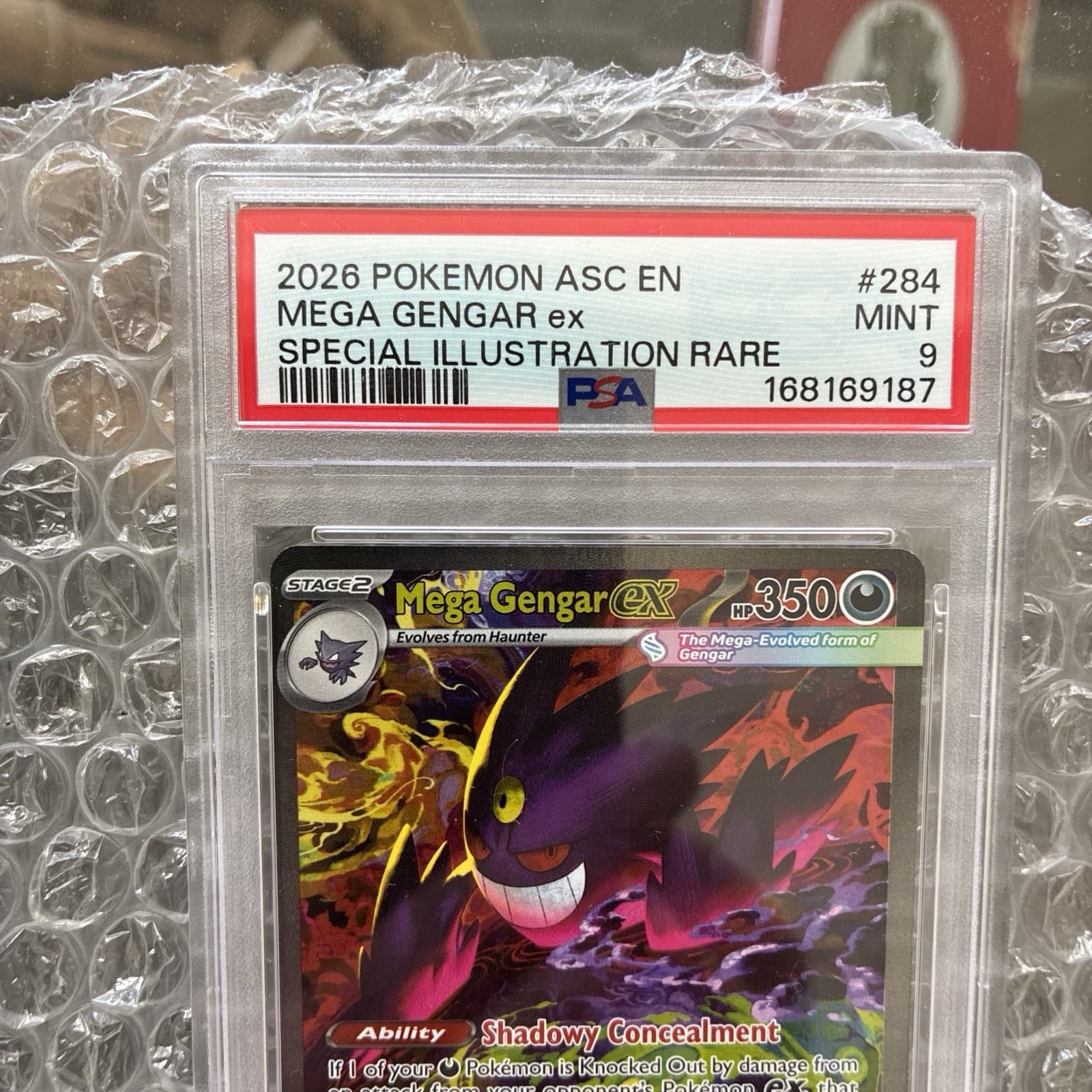 Pokémon TCG Mega Gengar EX #284/217 -PSA 9 SIR Ascended Heroes MINT - Clean Slab