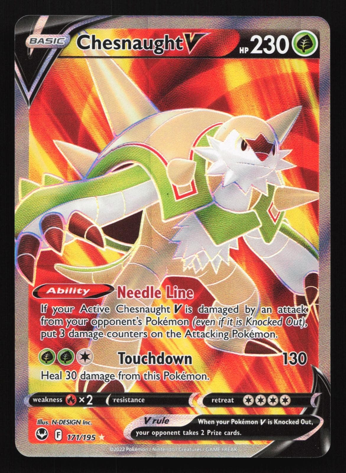 Chesnaught V 171/195 Silver Tempest Ultra Rare Holo Pokemon Card