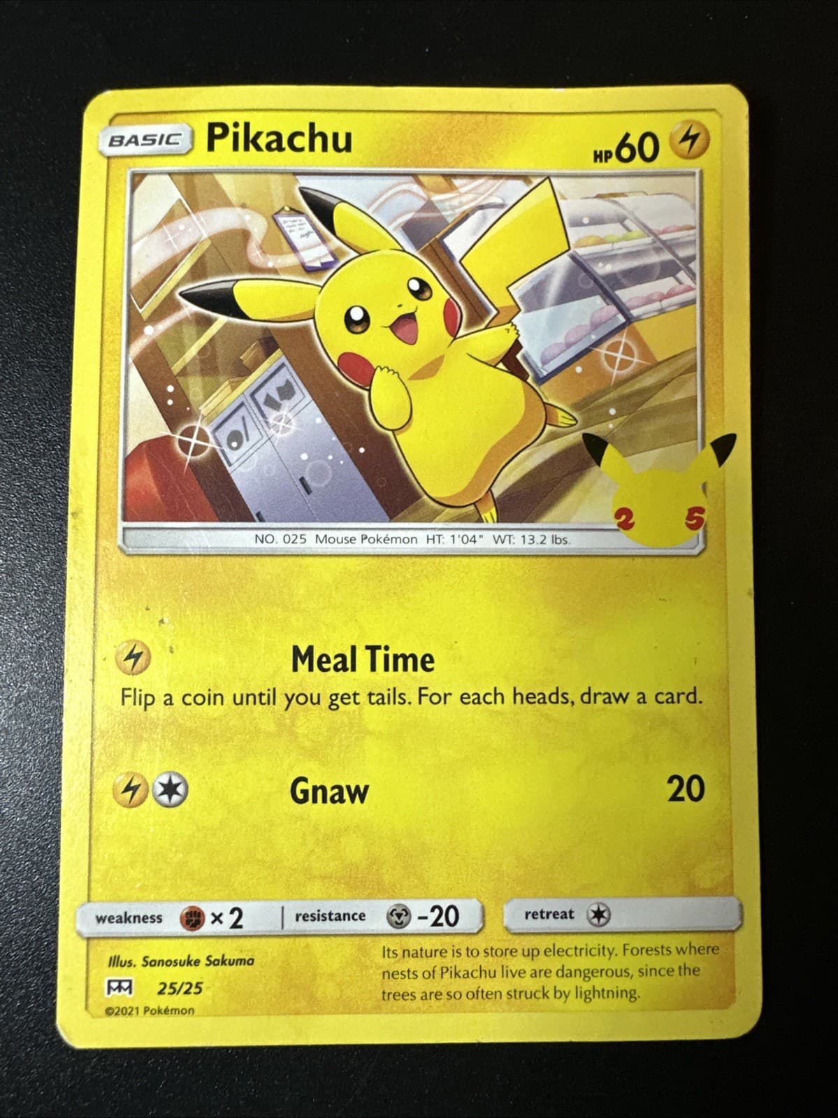 2021 POKEMON 25TH ANNIVERSARY McDONALD'S PROMO PIKACHU NON HOLO CARD 25/25 MP