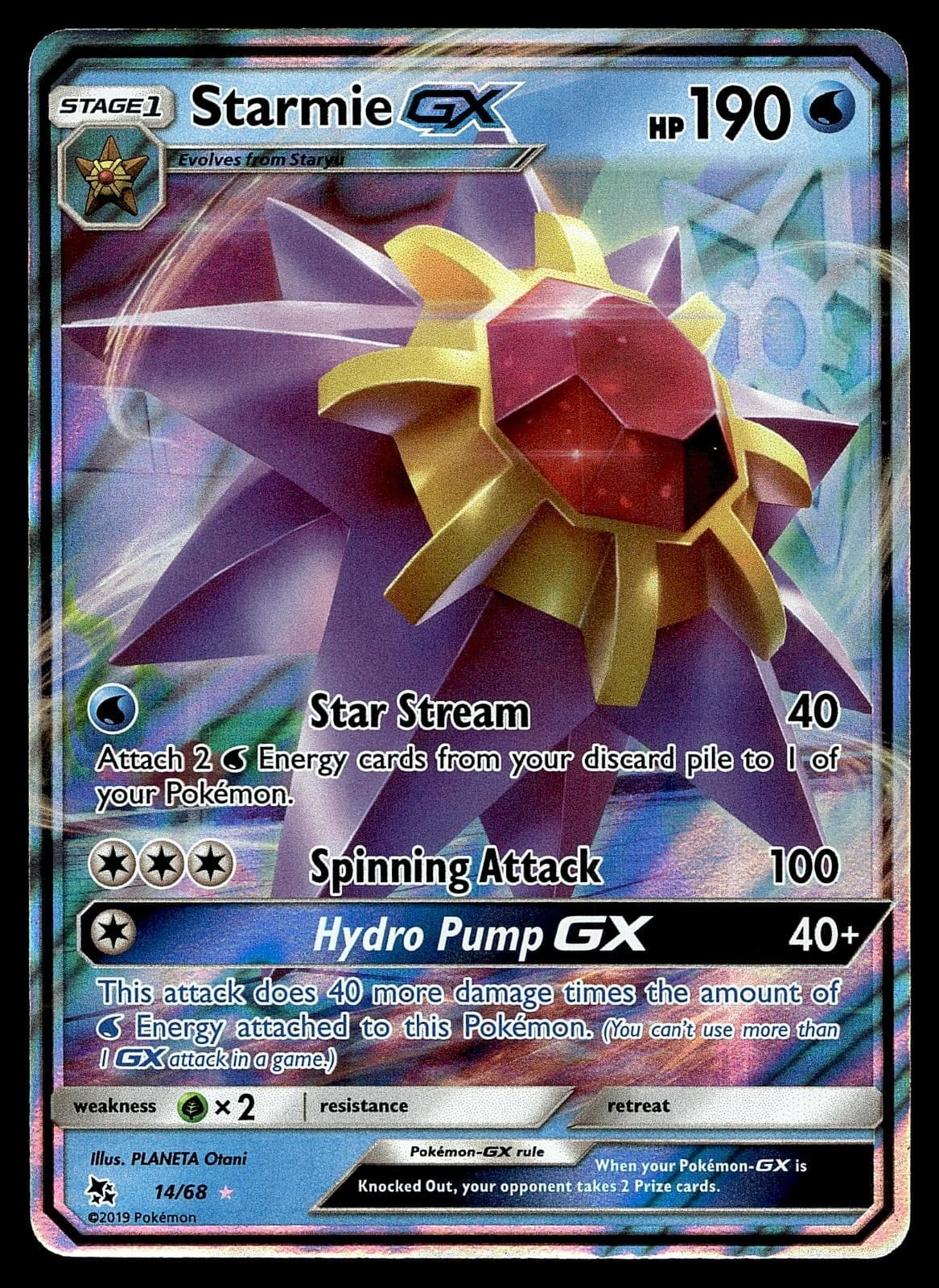 Pokemon Starmie GX Ultra Rare 14/68 Hidden Fates Holo 2019 NM