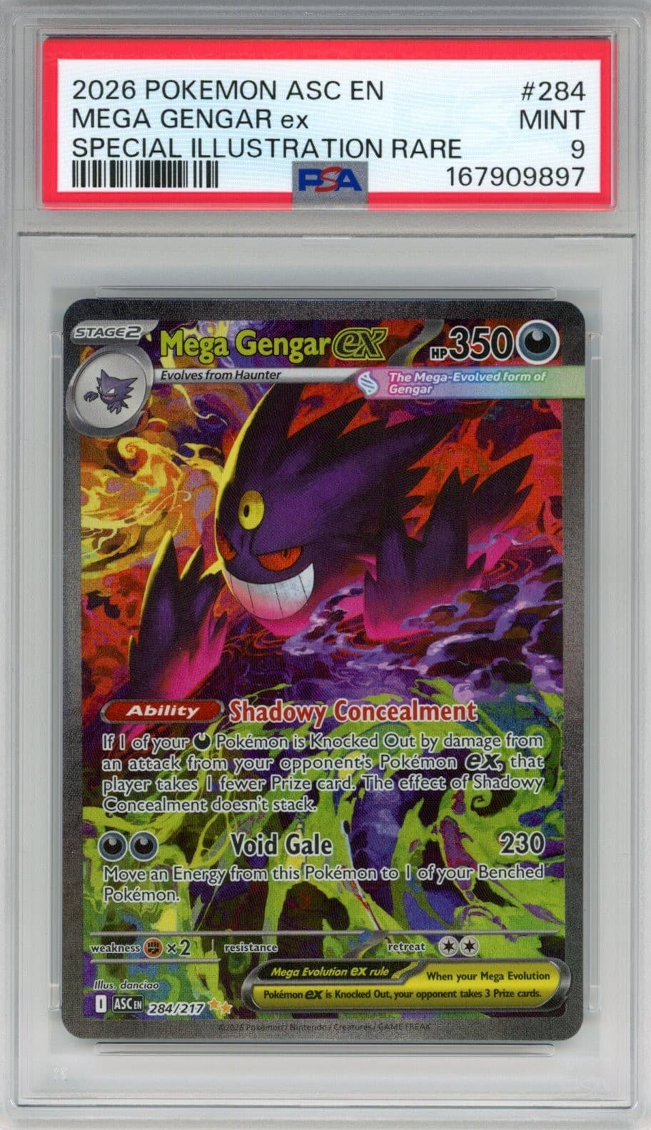 2026 Pokemon 284/217 Mega Gengar ex Ascended Heroes PSA 9