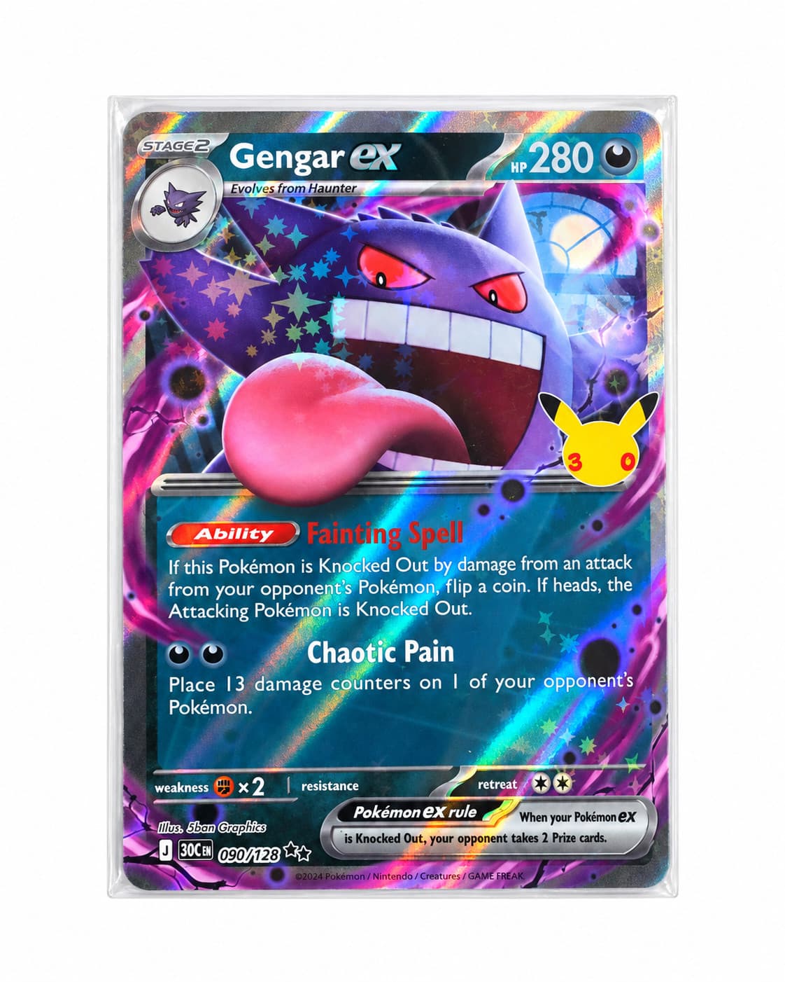 Gengar ex - 90/128 Holo Pokémon 30th Celebration