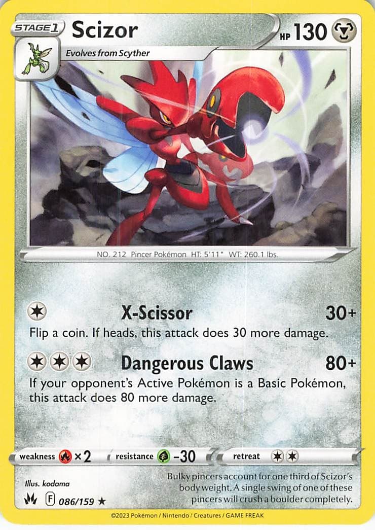 Scizor 086/159 Rare SWSH: Crown Zenith Pokemon Near Mint