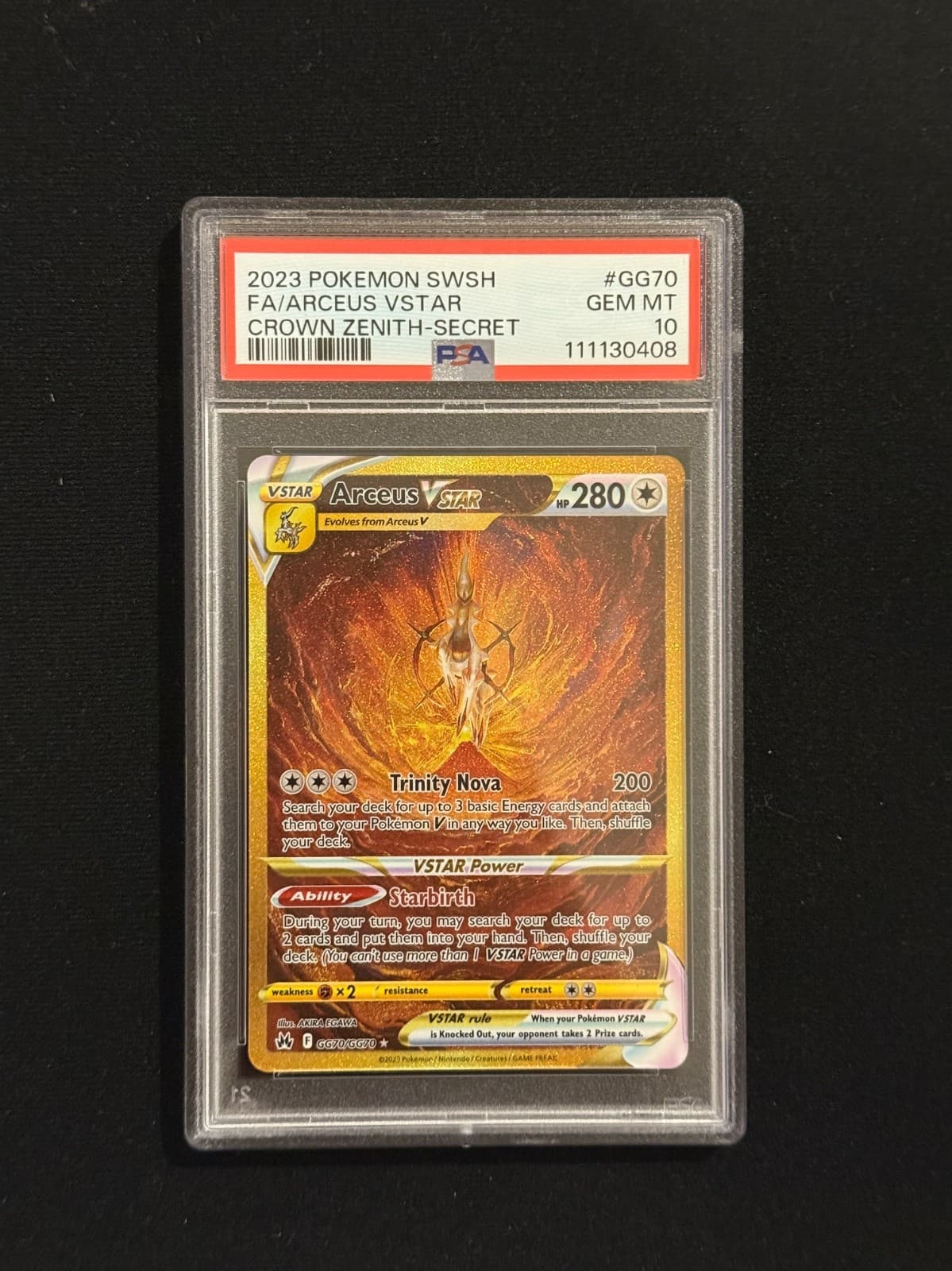 PSA 10 Arceus VSTAR (Secret) GG70/GG70 SWSH: Crown Zenith: Galarian Gallery Holo