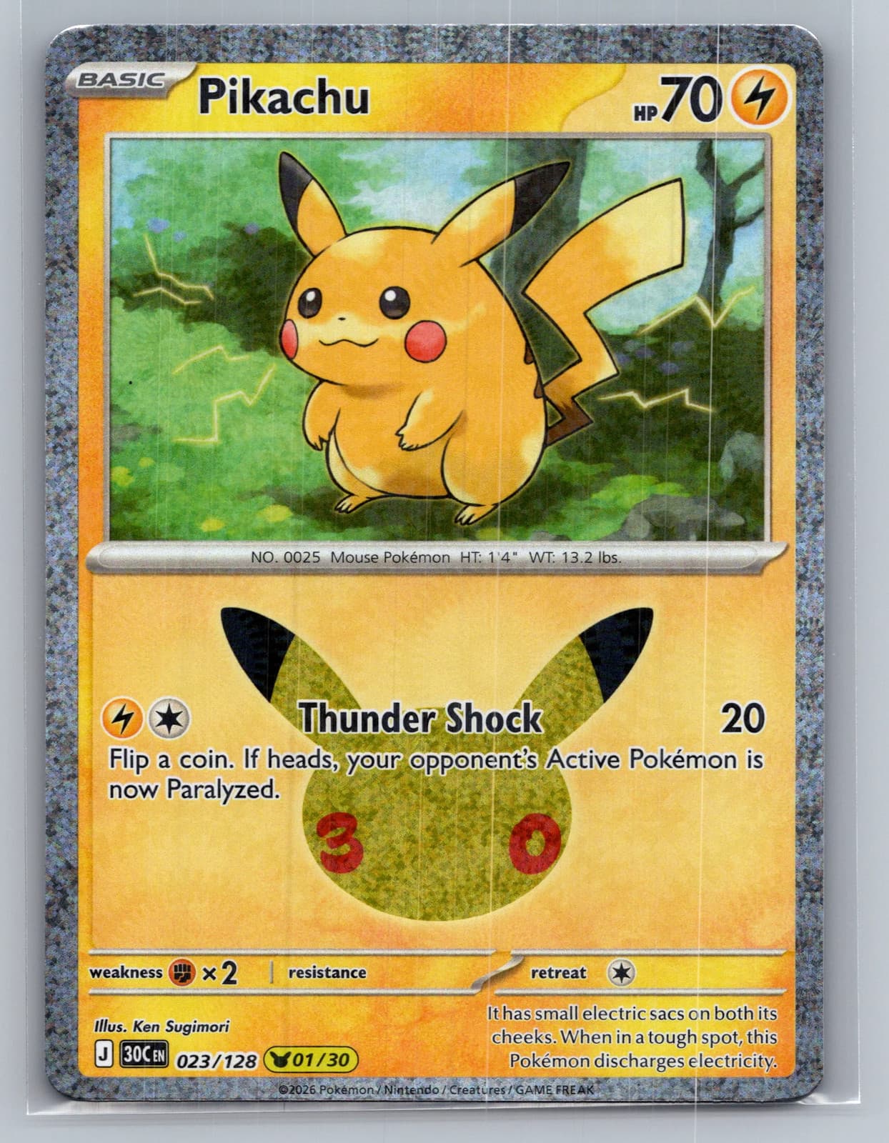 Pikachu #23/128 2026 30th Celebration Pokemon TCG