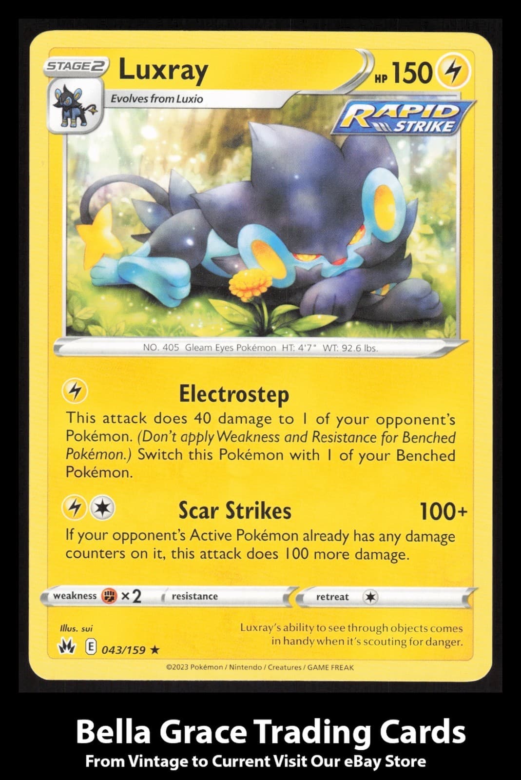 Luxray #043/159 Rare Crown Zenith Pokemon TCG