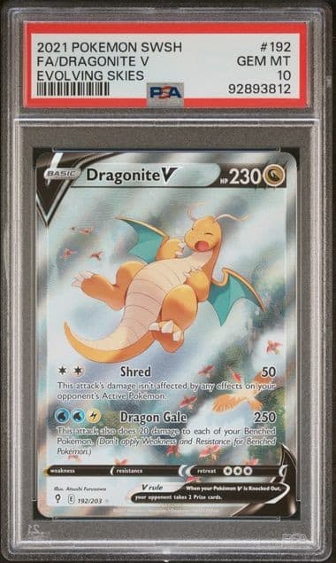 Pokemon Dragonite V Evolving Skies Full Alt Art #192 PSA 10 Gem Mint