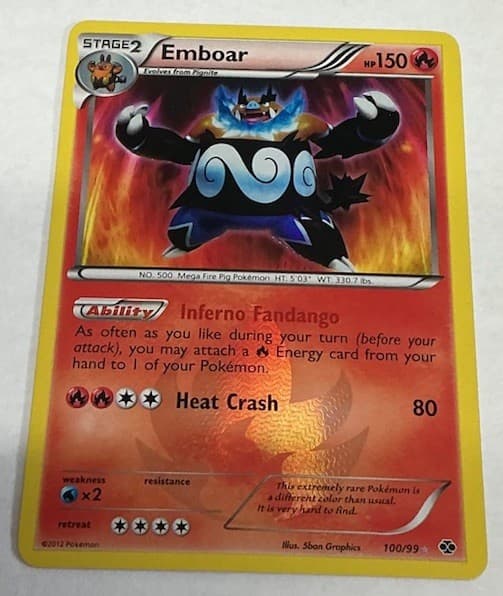 Next Destinies Emboar Holo 100/99 Print Defect On The Back (LP)