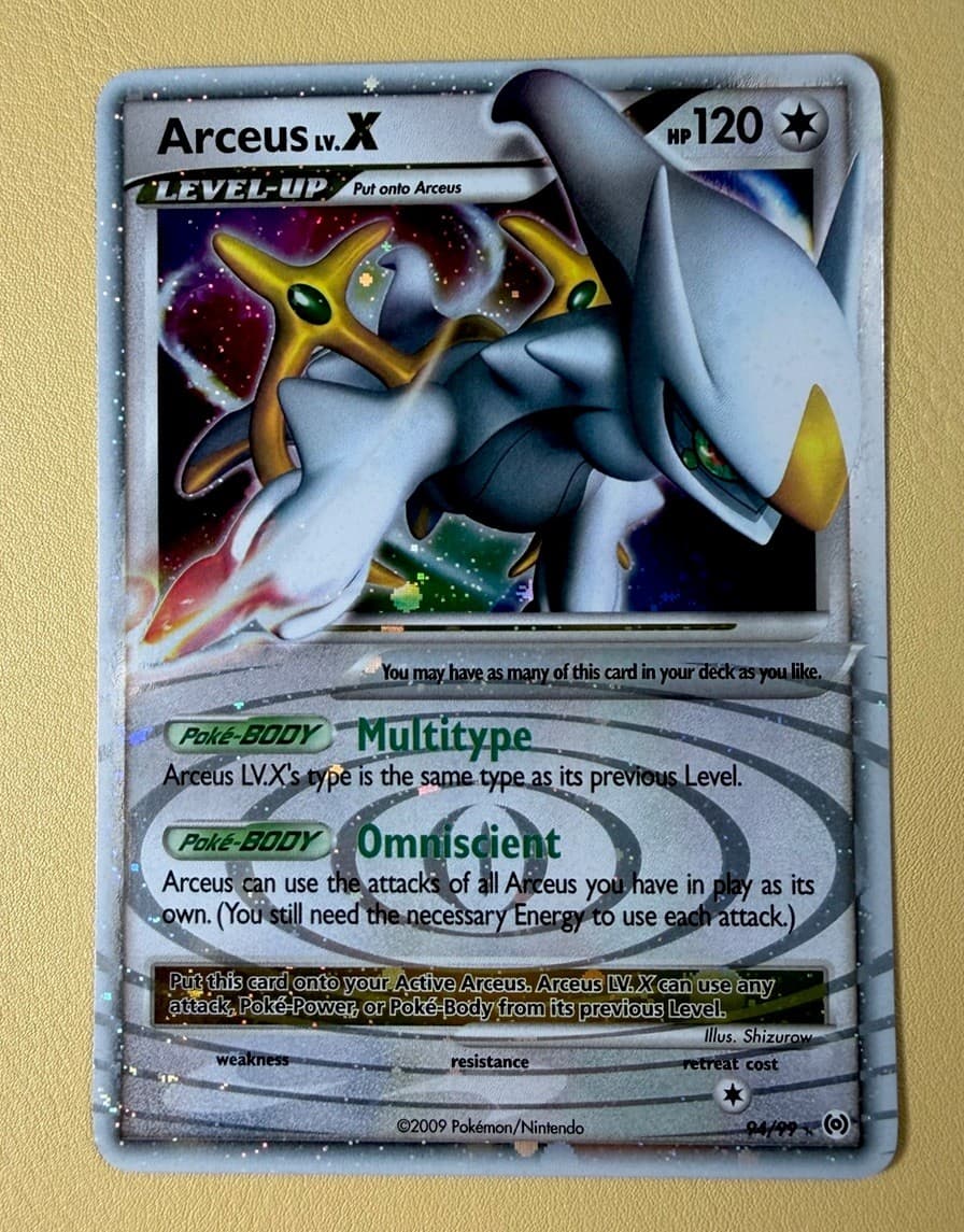 ARCEUS Lv.X 94/99 ULTRA RARE PLATINUM 2009 HOLO POKEMON LOW POP