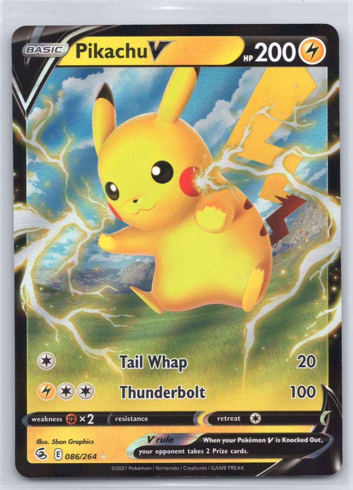 PIKACHU V 086/264 FUSION STRIKE V RARE NM 2021 POKEMON HOLO