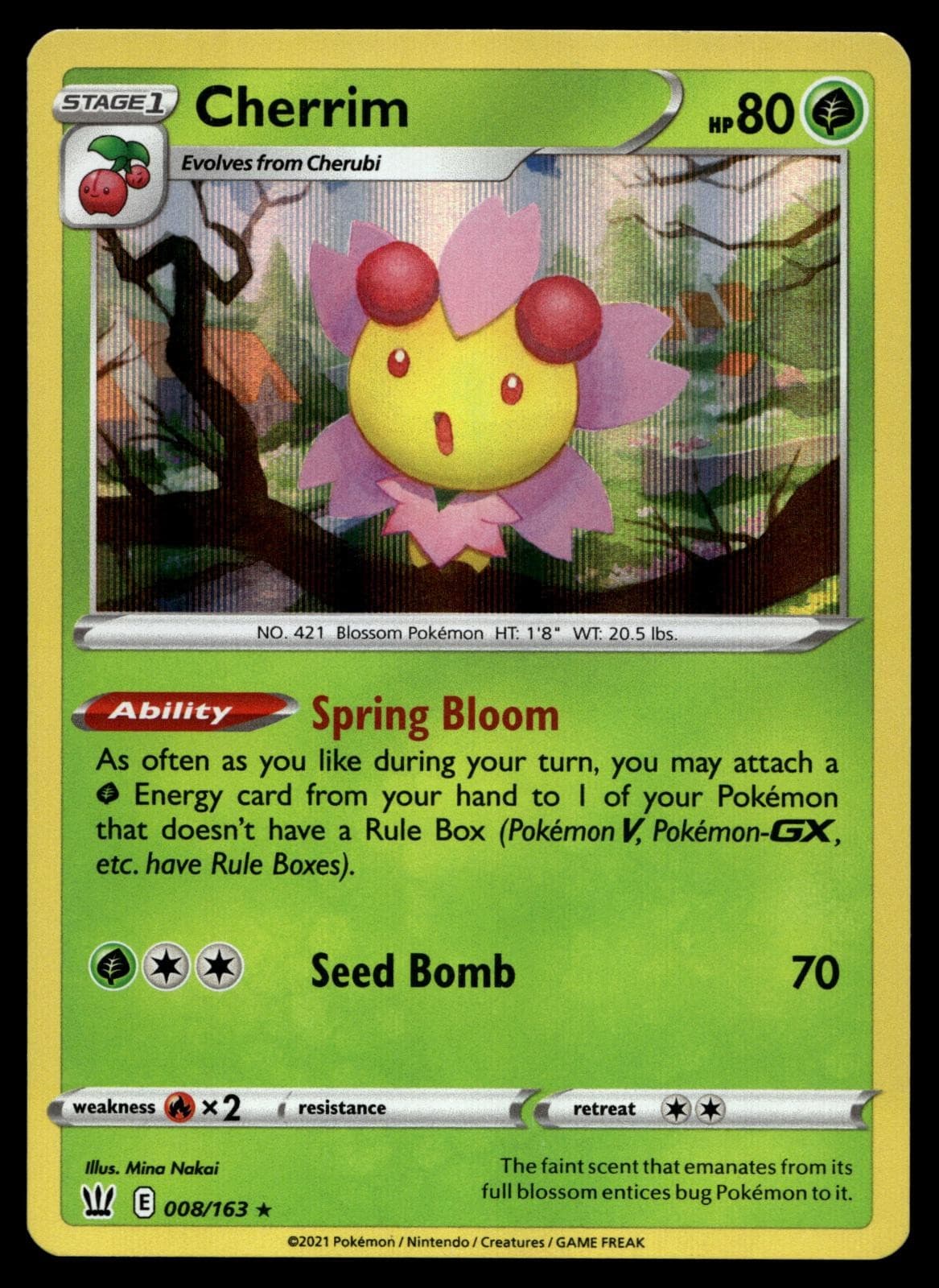 POKEMON CHERRIM BATTLE STYLES 008/163 HOLO HOLO R NM/M