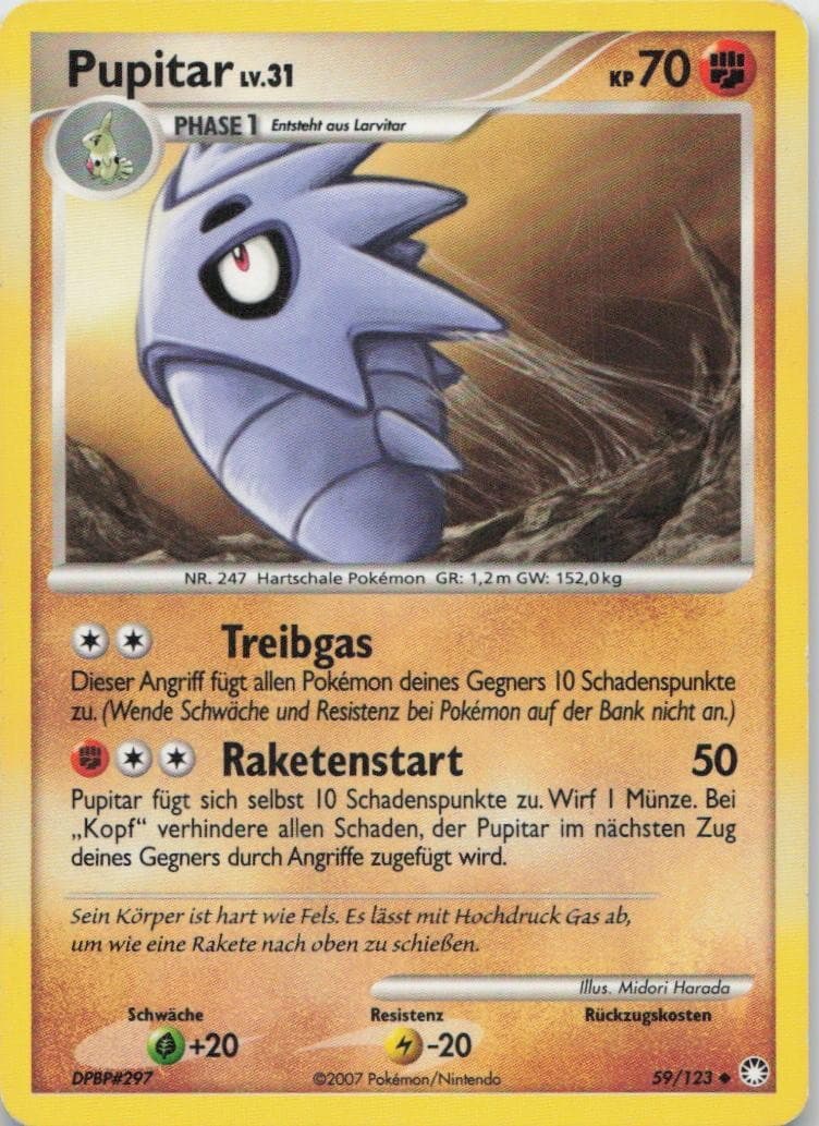 Pokémon Pupitar Geheimnisvolle Schätze #59 PL DE