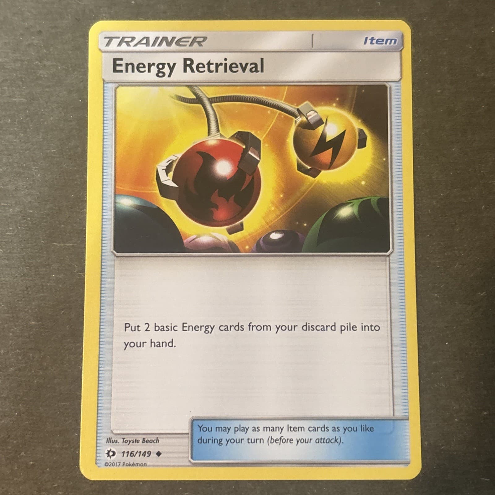 Energy Retrieval 116/149 Regular Pokemon TCG: Sun & Moon