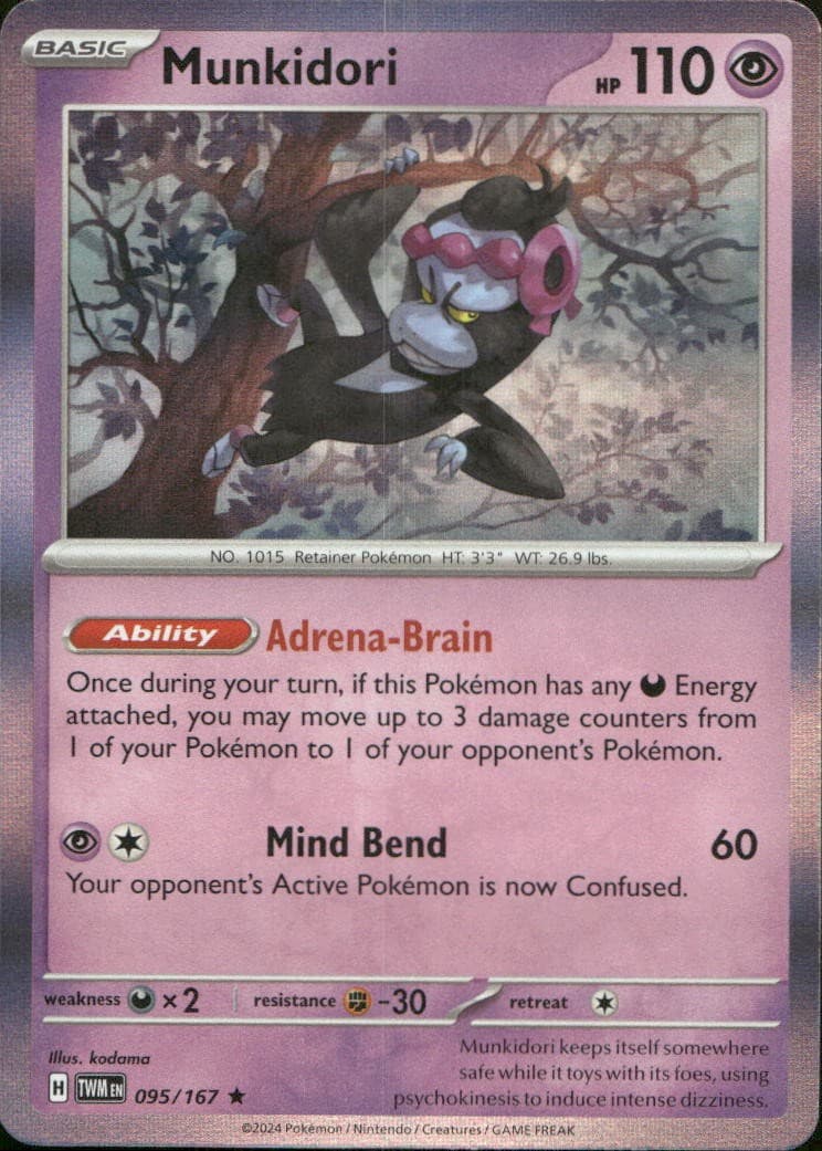 Munkidori 095/167 SV06 Twilight Masquerade Holo R NM Pokémon — English